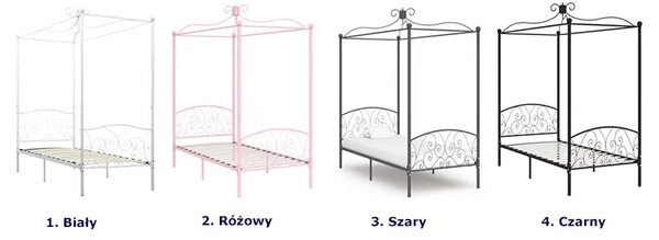 Białe metalowe łóżko z baldachimem 100x200 cm K9-K89