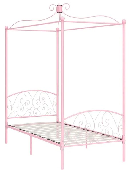 Różowe metalowe łóżko pojedyncze 90x200 cm - Orfes