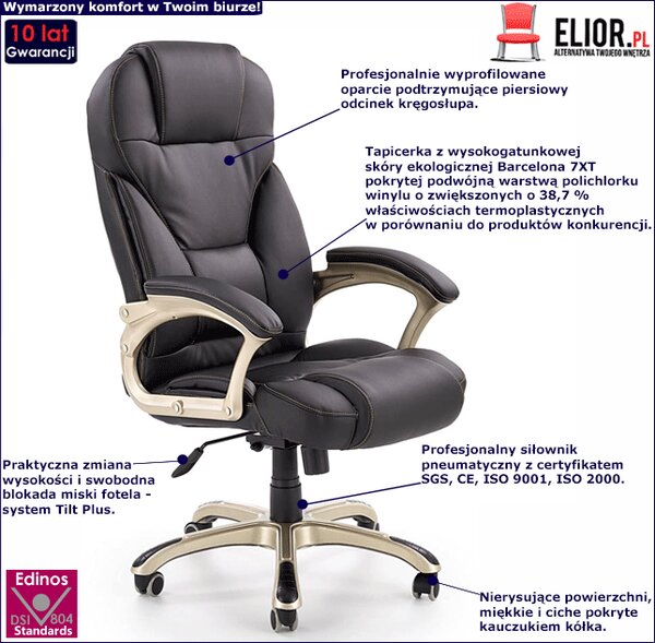 Biurowy Fotel Czarny Obrotowy Z Ekoskóry F1-P44