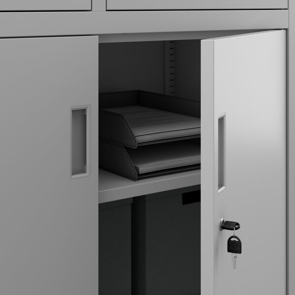 Szafa biurowa metalowa z sejfem i szufladami szara, 900x1850x400 mm: FILIP II