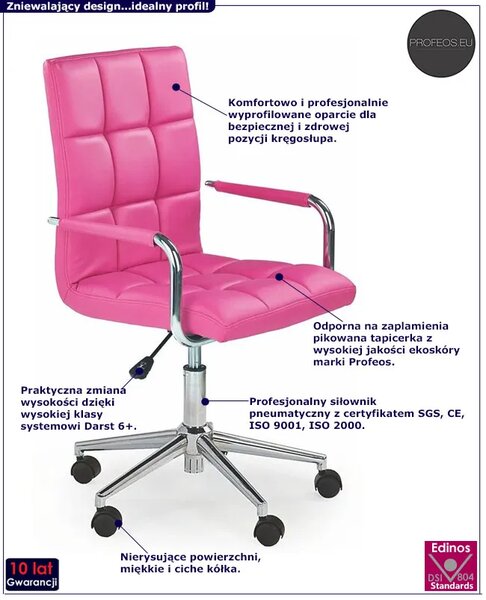 Różowy obrotowy fotel dla dziewczynki D8-G62