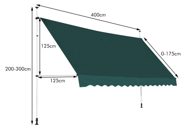 Zewnętrzna markiza balkonowa 400 cm zielona