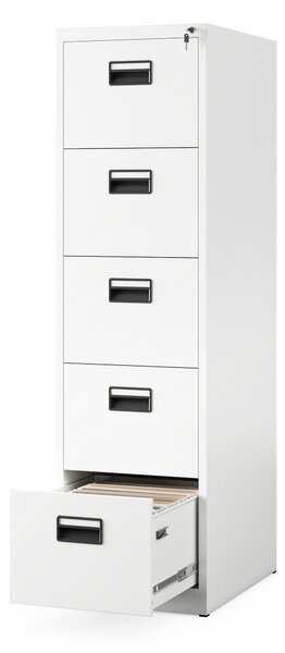 Szafa kartotekowa metalowa z 5 szufladami biała, 460x1625.5x620 mm: SARA