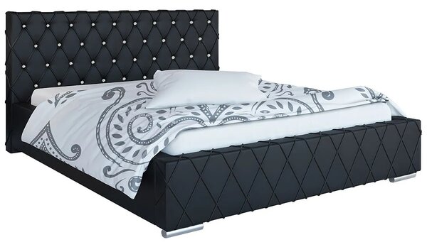 Pikowane łóżko z zagłówkiem glamour 160x200 W9-F65