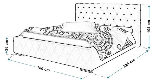 Pikowane łóżko z zagłówkiem glamour 160x200 W9-F65