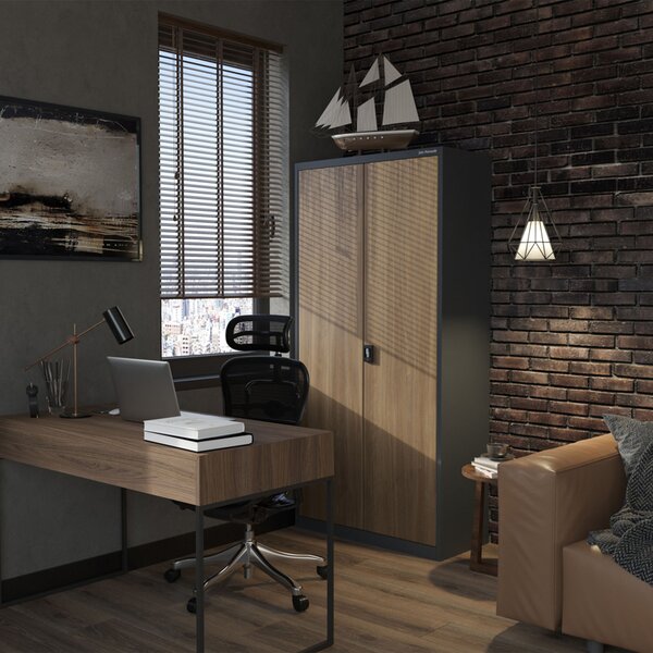 Szafa biurowa na dokumenty antracytowa/ orzech: Eco Design JAN, 900 x 1850 x 400 mm