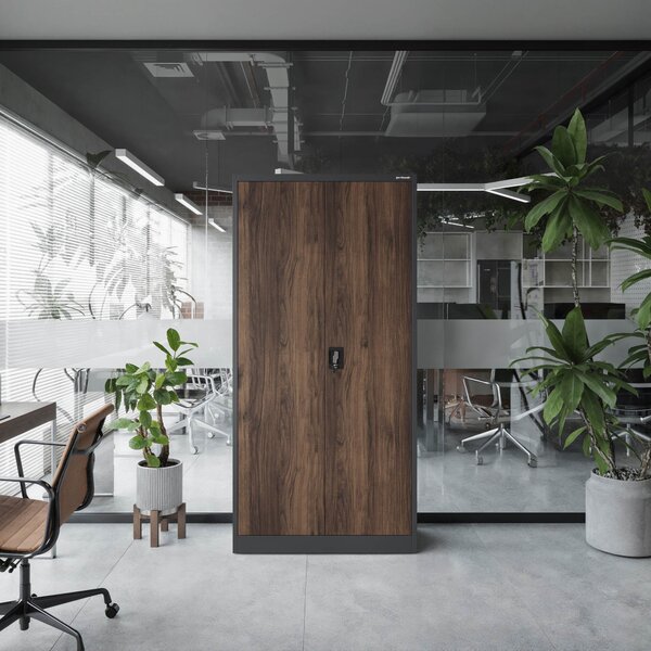 Szafa biurowa na dokumenty antracytowa/ orzech: Eco Design JAN, 900 x 1850 x 400 mm