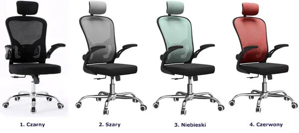 Szary Ergonomiczny Fotel Biurowy Do Komputera Obrotowy E2-N74
