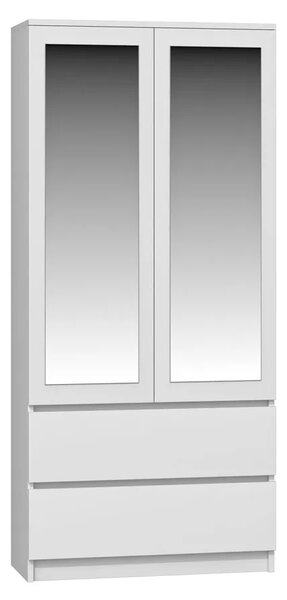 Biała minimalistyczna szafa z lustrem G3-M15