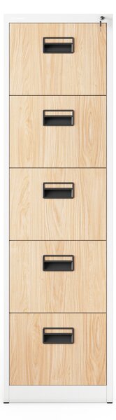 Szafa kartotekowa metalowa z 5 szufladami biała/dąb sonoma, 460x1625.5x620 mm: SARA Eco Design