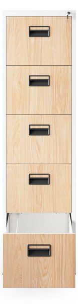 Szafa kartotekowa metalowa z 5 szufladami biała/dąb sonoma, 460x1625.5x620 mm: SARA Eco Design