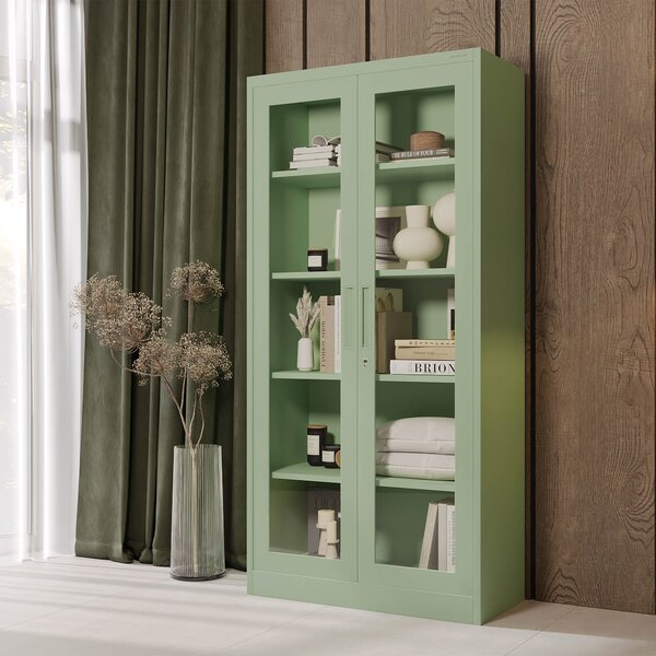 Szklana witryna AMELIA, 900 x 1850 x 400 mm, Fresh Style: pastelowy zielony