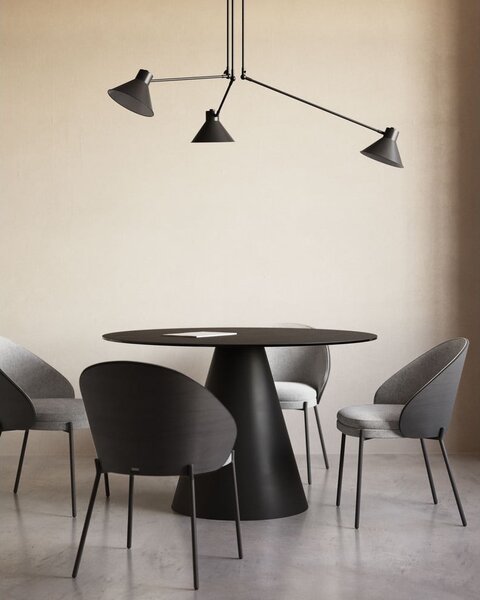 Czarny/szary tapicerowany fotel jadalniany Eamy – Kave Home