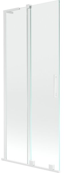 Mexen Velar L parawan nawannowy 2-skrzydłowy rozsuwany 80 x 150 cm, transparent, biały - 896-080-003-01-20