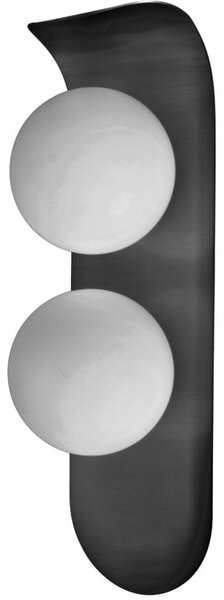 Pati - Nowoczesny Kinkiet 35 cm 2xG9 Czarny mleczna kula