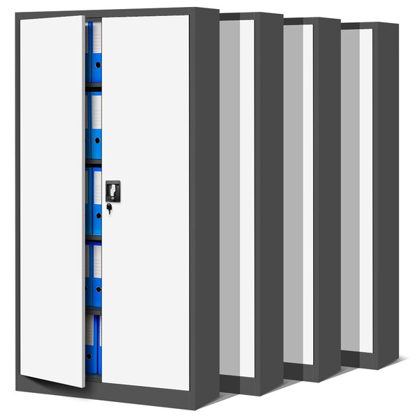 Zestaw 4x biurowa szafa metalowa na akta JAN, 900 x 1850 x 400 mm, antracytowo-biała