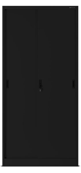 Biurowa szafa metalowa z drzwiami przesuwnymi KUBA, 900 x 1850 x 400 mm, czarna