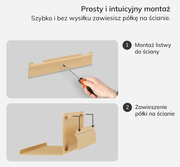 Półka wisząca metalowa beżowa, 400 mm: JOANNE Fresh Style
