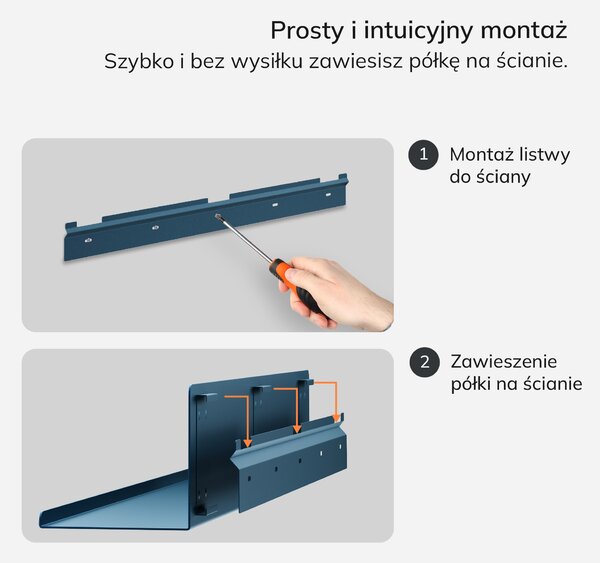 Półka wisząca JOANNE 700 mm, Modern: granatowa
