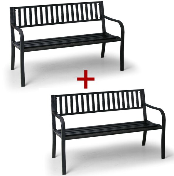 Metalowa ławka parkowa STRIP z oparciem 1+1 GRATIS, 1270 mm