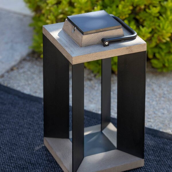 Les Jardins Latarnia solarna Teckalu, aluminium/czarny, 45,5cm możliwość ściemniania, aluminium