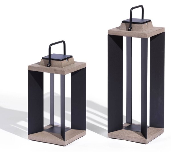 Les Jardins Latarnia solarna Teckalu, aluminium/czarny, 45,5cm możliwość ściemniania, aluminium