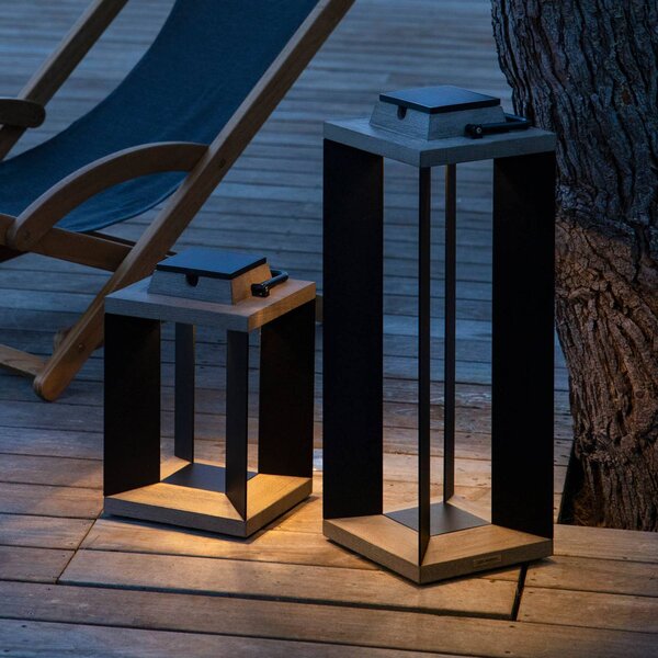 Les Jardins Latarnia solarna Teckalu, aluminium/czarny, 45,5cm możliwość ściemniania, aluminium