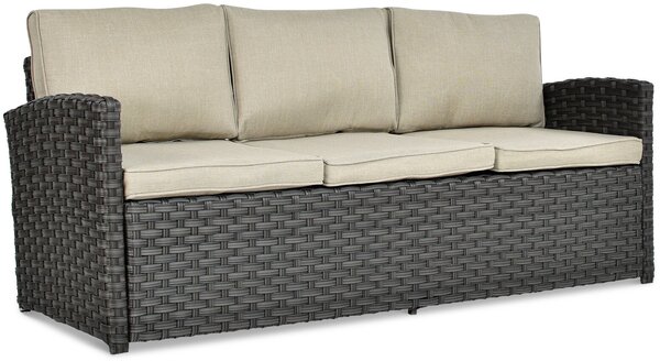 Zestaw z technorattanu BORNEO + PUFY Brown