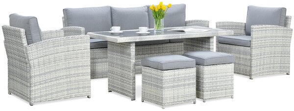 Zestaw z technorattanu BORNEO + PUFY White Grey