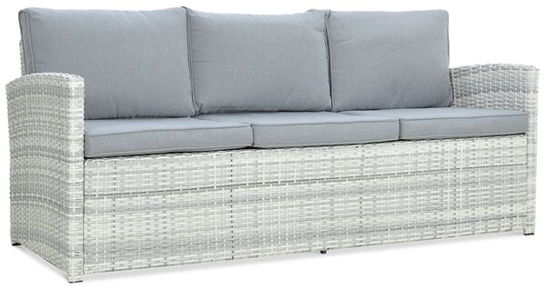 Zestaw z technorattanu BORNEO + PUFY White Grey