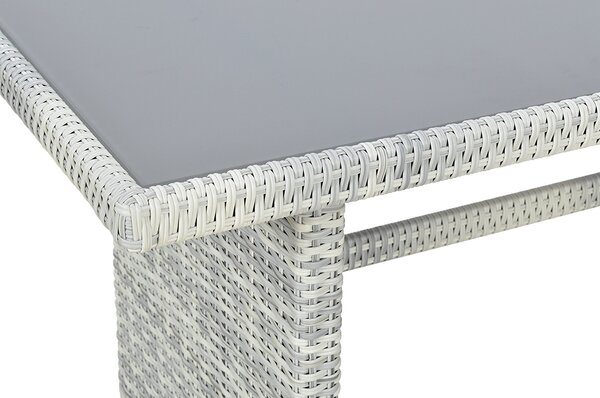 Zestaw z technorattanu BORNEO + PUFY White Grey