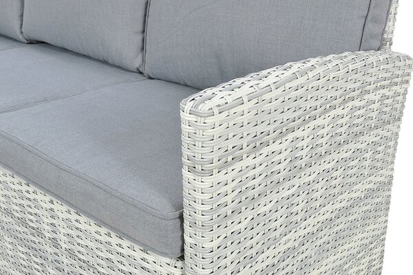 Zestaw z technorattanu BORNEO + PUFY White Grey