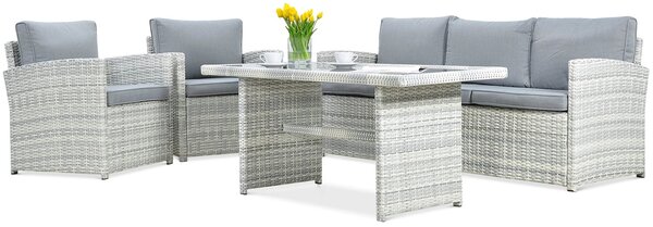 Zestaw z technorattanu BORNEO + PUFY White Grey