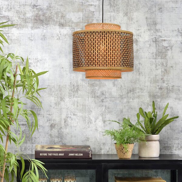 Good & Mojo Lampa wisząca Bhutan, możliwość ściemniania, jasne drewno, salon / jadalnia, bambus, design