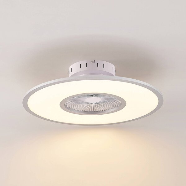 Wentylator sufitowy LED Romea, okrągły, DC, cichy, 60 cm Romea Lindby, możliwość ściemniania, aluminiowy / szary / cynkowy, salon / jadalnia, tworzywo sztuczne, nowoczesny