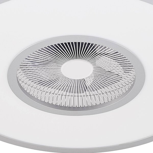Wentylator sufitowy LED Romea, okrągły, DC, cichy, 60 cm Romea Lindby, możliwość ściemniania, aluminiowy / szary / cynkowy, salon / jadalnia, tworzywo sztuczne, nowoczesny