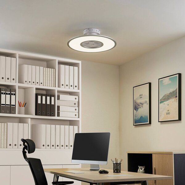Wentylator sufitowy LED Romea, okrągły, DC, cichy, 60 cm Romea Lindby, możliwość ściemniania, aluminiowy / szary / cynkowy, salon / jadalnia, tworzywo sztuczne, nowoczesny