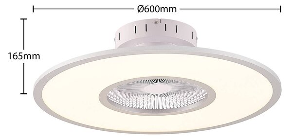 Wentylator sufitowy LED Romea, okrągły, DC, cichy, 60 cm Romea Lindby, możliwość ściemniania, aluminiowy / szary / cynkowy, salon / jadalnia, tworzywo sztuczne, nowoczesny