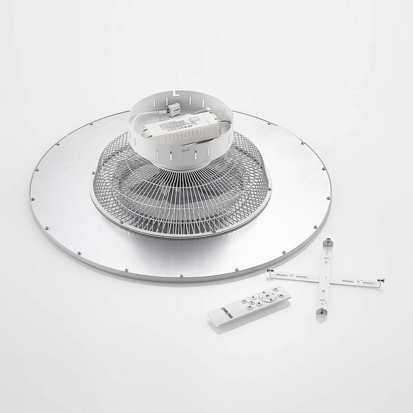 Wentylator sufitowy LED Romea, okrągły, DC, cichy, 60 cm Romea Lindby, możliwość ściemniania, aluminiowy / szary / cynkowy, salon / jadalnia, tworzywo sztuczne, nowoczesny