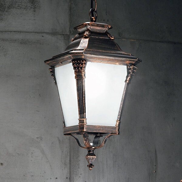 ORION Nostalgiczna zewnętrzna lampa wisząca Aiko, brązowy / mosiężny, aluminium, antyczny