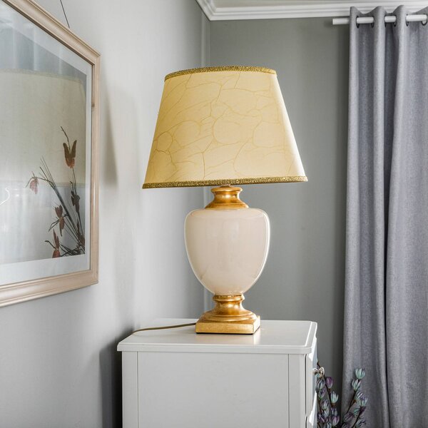 Lampa stołowa Mozart ONLI, kremowy / amber, salon / jadalnia, ceramika, antyczny