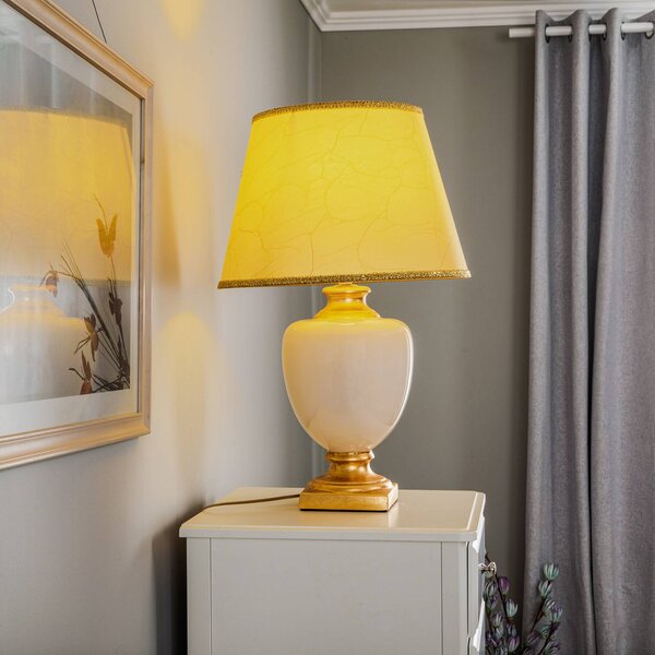 Lampa stołowa Mozart ONLI, kremowy / amber, salon / jadalnia, ceramika, antyczny