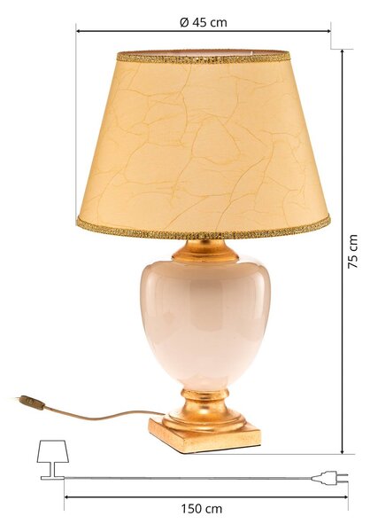 Lampa stołowa Mozart ONLI, kremowy / amber, salon / jadalnia, ceramika, antyczny