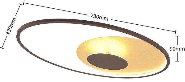 Lampa sufitowa LED Feival Lindby, możliwość ściemniania, brązowy / rdzawy, salon / jadalnia, metal, nowoczesny