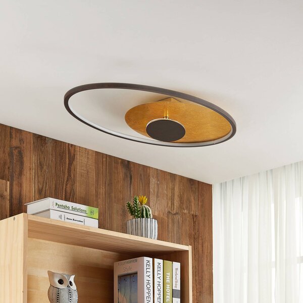 Lampa sufitowa LED Feival Lindby, możliwość ściemniania, brązowy / rdzawy, salon / jadalnia, metal, nowoczesny