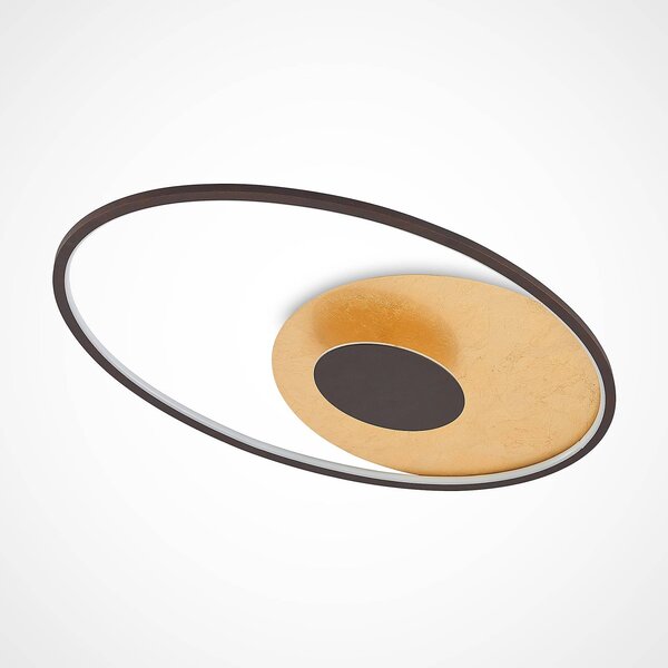 Lampa sufitowa LED Feival Lindby, możliwość ściemniania, brązowy / rdzawy, salon / jadalnia, metal, nowoczesny