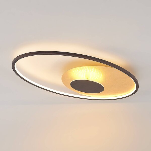 Lampa sufitowa LED Feival Lindby, możliwość ściemniania, brązowy / rdzawy, salon / jadalnia, metal, nowoczesny