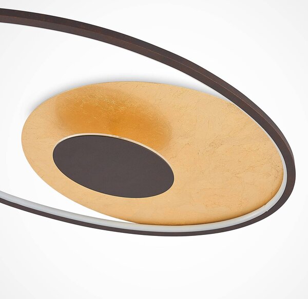 Lampa sufitowa LED Feival Lindby, możliwość ściemniania, brązowy / rdzawy, salon / jadalnia, metal, nowoczesny