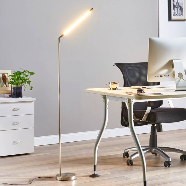 Lampa stojąca LED Jabbo Lindby, aluminiowy / szary / cynkowy, biuro, metal, nowoczesny