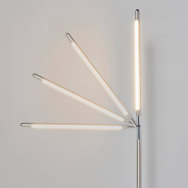 Lampa stojąca LED Jabbo Lindby, aluminiowy / szary / cynkowy, biuro, metal, nowoczesny